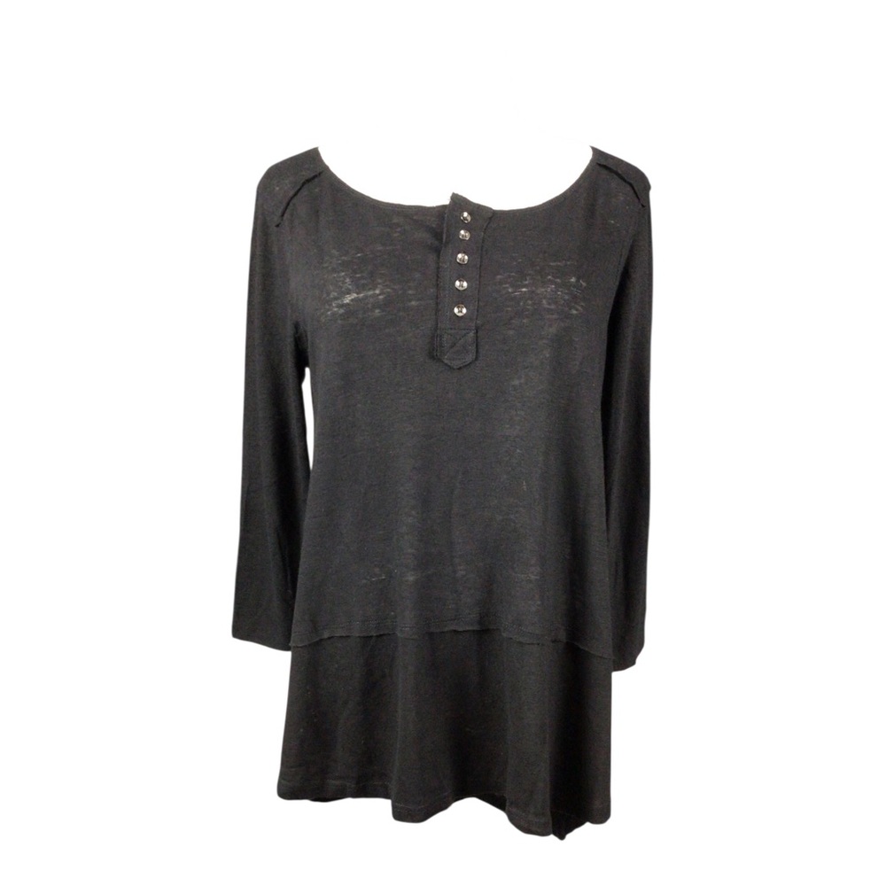 NWT Umgee Black Long-Sleeve Henley Tunic Top Small